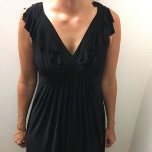 Black beach dress with flutter sleeves